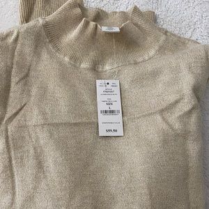 Brand New With Tags Gorgeous WHBM Gold Shimmer Mock Turtleneck